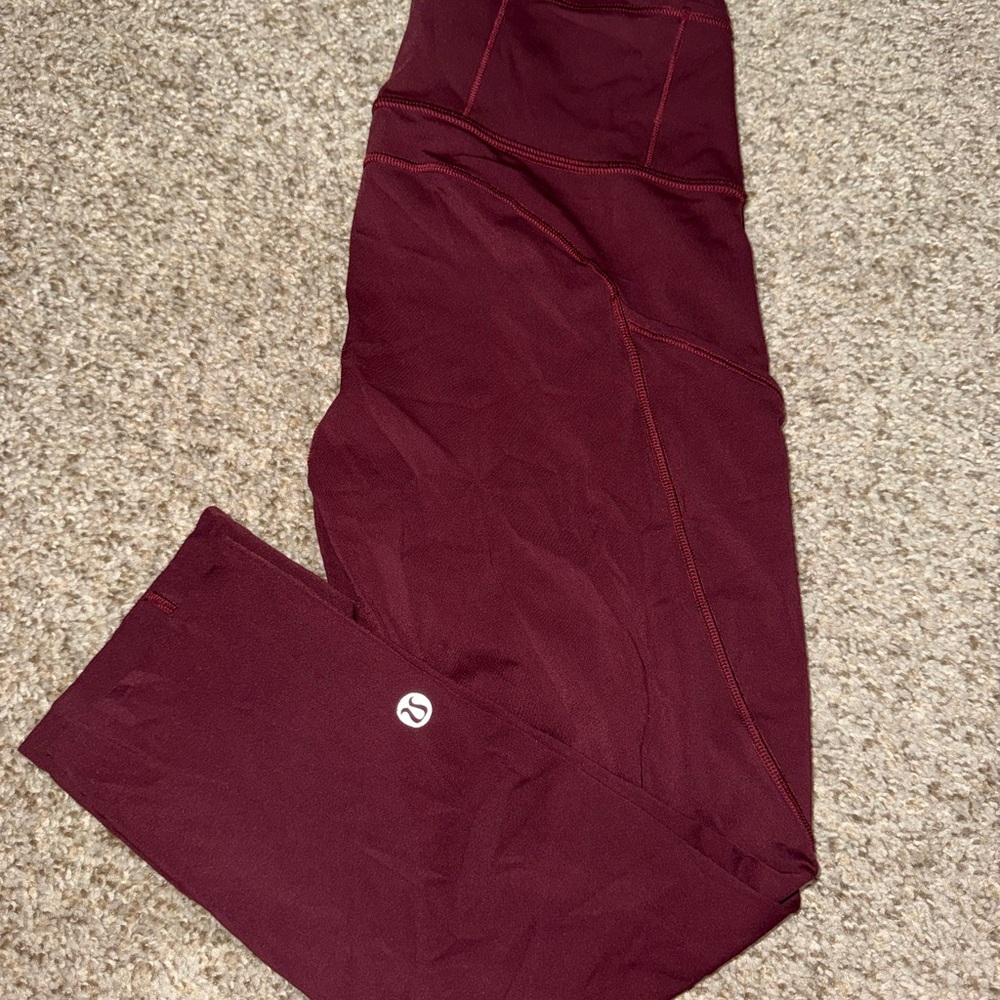 Lululemon Burgundy Leggings with Logo